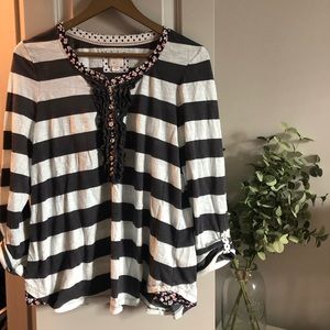 Anthropologie Postmark stripe & floral Henley top
